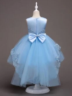 Flower Girl Dresses Baby Blue Lace Tulle Princess Tutu Embroidered Kids Ball Gown Dress -AYA Cosplay Shop 20171220112044711499