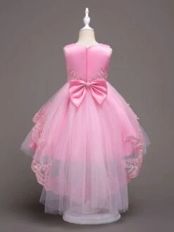 Flower Girl Dresses Baby Blue Lace Tulle Princess Tutu Embroidered Kids Ball Gown Dress -AYA Cosplay Shop 201712201120459329412