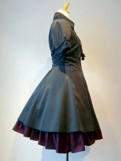 Gothic Lolita Dress OP Military Style Ruffle Bowtie Button Lace Up Burgundy Lolita One Piece Dress -AYA Cosplay Shop 201807061626098624077