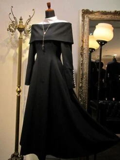 Gothic Lolita OP Dress Button Pleated Black Lolita One Piece Dress -AYA Cosplay Shop 201807061626480006534