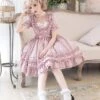 Sweet Lolita OP Dress Ruffle Bow Pleated Cotton Lolita One Piece Dress -AYA Cosplay Shop 201808241349179052456