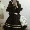 Classic Lolita OP Dress Bow Ruffl Two Tone Lolita One Piece Dress -AYA Cosplay Shop 201809291021290289480