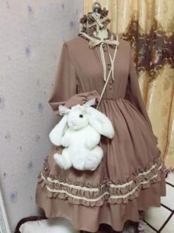 Classic Lolita OP Dress Bow Ruffl Two Tone Lolita One Piece Dress -AYA Cosplay Shop 20180929102129644280