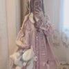 Sweet Lolita OP Dress Star Lace Ruffle Frill Pink Lolita One Piece Dress