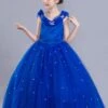 Little Girls Royal Blue Flower Girl Dress Princess Beaded Kids Pageant Party Dress -AYA Cosplay Shop 201810081419468748945