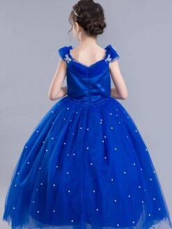 Little Girls Royal Blue Flower Girl Dress Princess Beaded Kids Pageant Party Dress -AYA Cosplay Shop 20181008141947735907