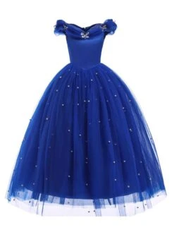Little Girls Royal Blue Flower Girl Dress Princess Beaded Kids Pageant Party Dress -AYA Cosplay Shop 201810081419480246848