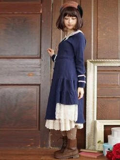 Classic Lolita OP Dress Lac Ruffle Button Two Tone Cotton Red Lolita One Piece Dress -AYA Cosplay Shop 201811261555171985746