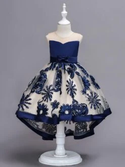 Flower Girl Dresses Lace High Low Kids Formal Dress Asymmetrical Little Girls Social Party Dress