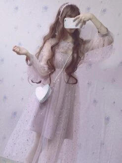 Sweet Lolita OP Dress Sequin Ruffle Tulle Lolita One Piece Dress