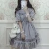 Classic Lolita OP Dress Ruffle Button Decor Grey Lolita One Piece Dress -AYA Cosplay Shop 201902141021226946706