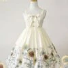 Classic Lolita JSK Dress Sunflower Print Bow White Lolita Jumper Skirt -AYA Cosplay Shop 201902261531358031382