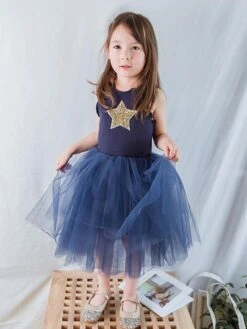 Flower Girl Dresses Tulle Star Tutu Dress Sleeveless Short Kids Formal Dress