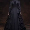 Victorian Dress Costume Prom Dress Black Ruffles Masquerade Ball Gowns Long Sleeves Lapel Victoria Era Clothing Retro Costume Halloween -AYA Cosplay Shop 201903191627327431001