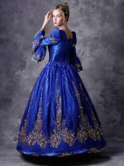 Victorian Dress Costume Prom Dress Royal Blue Half Sleeves Baroque Masquerade Ball Gowns With Hat Royal Victorian Era Clothing Retro Costume Halloween -AYA Cosplay Shop 201903191627359287235