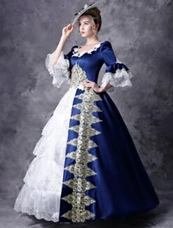 Victorian Dress Costume Women's Red Women's Baroque Masquerade Ball Gowns Royal Half Sleeves Round Neckline With Hat Victorian Era Clothing Retro Costume Carnival -AYA Cosplay Shop 201903191627375292118