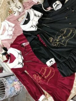 Gothic Lolita OP Dress Buttons Ruffles Stars Print Long Sleeves Lolita One Piece Dresses -AYA Cosplay Shop 201905201150332388468