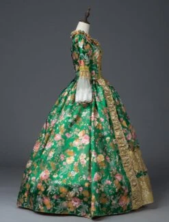 Victorian Dress Costume Prom Dress Green Retro Costumes Lace Bow Floral Print Rococo Dress Women Marie Antoinette Costume Halloween -AYA Cosplay Shop 201906121616032492690