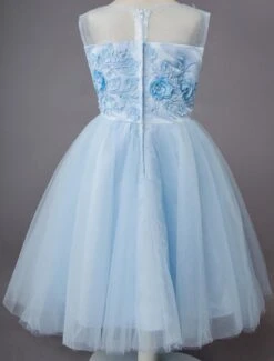 Wedding Flower Girl Dress Kids Formal Party Dresses Baby Blue Lace Tulle Knee Length Butterfly Princess -AYA Cosplay Shop 201906191623194787424