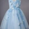 Wedding Flower Girl Dress Kids Formal Party Dresses Baby Blue Lace Tulle Knee Length Butterfly Princess -AYA Cosplay Shop 201906191623198496959