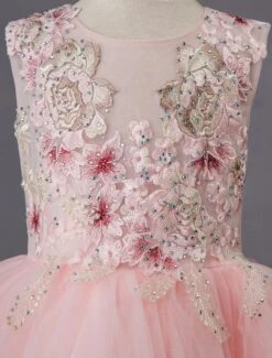Wedding Flower Girl Dress Formal Lace Floral Tulle Knee Length Dresses For Kids -AYA Cosplay Shop 201906191623215327728