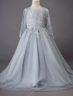 Wedding Flower Girl Dress Lace Sleeveless Floor Length Princess Kids Formal Party Dresses