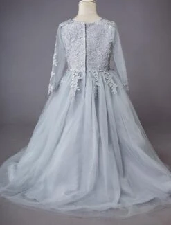 Wedding Flower Girl Dress Lace Sleeveless Floor Length Princess Kids Formal Party Dresses -AYA Cosplay Shop 20190619162334692964