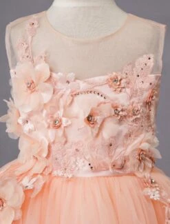 Wedding Flower Girl Dress Lace Tulle Sleeveless Princess Kids Dinner Party Dresses -AYA Cosplay Shop 201906191623373087340