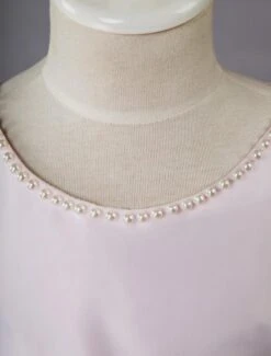 Wedding Flower Girl Dress Short Pink Sleeve Lace Kids Social Party Dress -AYA Cosplay Shop 201906191623405511607