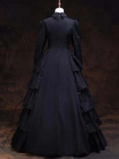 Victorian Dress Costume Women's Black Retro Long Sleeves Ball Gown Lapel Marie Antoinette Costume Dress Victorian Era Style Outfits Costumes Halloween -AYA Cosplay Shop 201907151847150984225