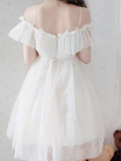 Sweet Lolita OP Dress White Ruffles Lace Up Lolita One Piece Dresses -AYA Cosplay Shop 201907191503117805289