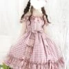 Sweet Lolita JSK Dress Lolita Burgundy Long Sleeves Bows Lolita Jumper Skirts -AYA Cosplay Shop 201908271532007766662