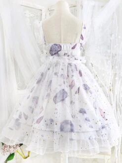 Sweet Lolita JSK Dress Aurelia Printed Bows White Lolita Jumper Skirts -AYA Cosplay Shop 201908271532114935291