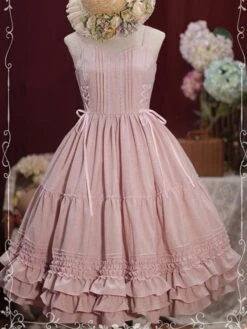 Sweet Lolita JSK Dress Lace Up Ruffle Cotton Lolita Jumper Skirts -AYA Cosplay Shop 201909301306560512813