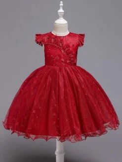 Blue Teenage Girls Dress Summer Children Party Elegant Princess Long Tulle Baby Girls Kids Lace Wedding Ceremony Dresses -AYA Cosplay Shop 201910211835124521203