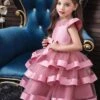 Kids Dress Princess Tulle Jewel Neck Knee Length Short Sleeves Formal Kids Pageant Flower Girl Dress -AYA Cosplay Shop 201910221534063649946