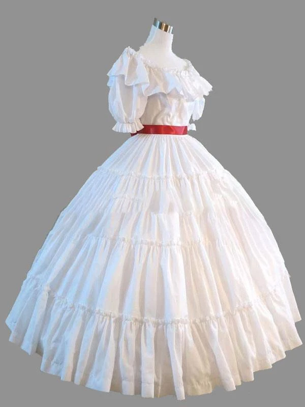 White Retro Costumes Ruffle Women's Marie Antoinette Gown Short Sleeves Round Neckline Vintage Set Party Prom Dress 3 White Retro Costumes Ruffle Women's Marie Antoinette Gown Short Sleeves Round Neckline Vintage Set Party Prom Dress