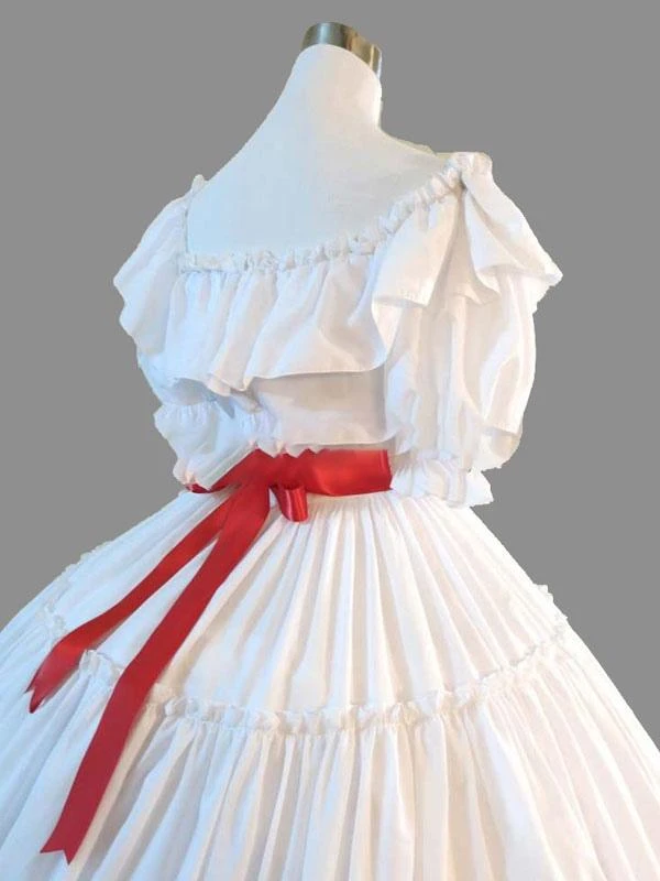 White Retro Costumes Ruffle Women's Marie Antoinette Gown Short Sleeves Round Neckline Vintage Set Party Prom Dress 6 White Retro Costumes Ruffle Women's Marie Antoinette Gown Short Sleeves Round Neckline Vintage Set Party Prom Dress - Image 4