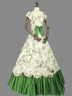 Victorian Dress Costume Women's Rococo Sateen Marie Antoinette Costume Floral Print Short Sleeves Ball Gown Victorian Era Clothing Vintage Clothing Costume Halloween -AYA Cosplay Shop 201912061756300187495