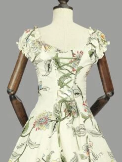 Victorian Dress Costume Women's Rococo Sateen Marie Antoinette Costume Floral Print Short Sleeves Ball Gown Victorian Era Clothing Vintage Clothing Costume Halloween -AYA Cosplay Shop 201912061756309413511