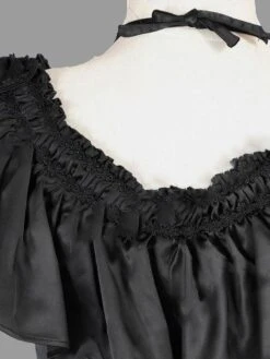 Black Retro Costumes Women's Vintage Dress Ruffle Sateen Ball Gown Dress -AYA Cosplay Shop 201912101420450909181