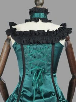 Victorian Dress Costumes Prom Dress Green Ruffle Bow Costume Sleevesless Ball Gown Victorian Era Clothing Vinatge Costumes Halloween -AYA Cosplay Shop 201912101745359709065