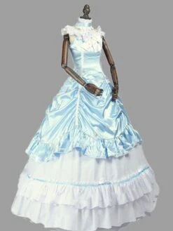 Rococo Retro Costumes Women Vintage Dress Ruffle Bow Marie Antoinette Costume 18th Clothing