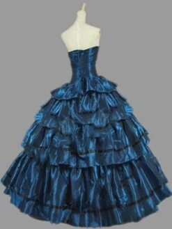 Victorian Dress Costumes Prom Dress Deep Blue Fake Coat Ball Gown Ruffle Victorian Era Clothing Costumes Halloween -AYA Cosplay Shop 201912201736147328461