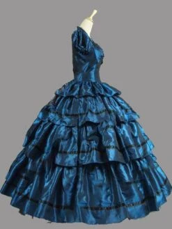 Victorian Dress Costumes Prom Dress Deep Blue Fake Coat Ball Gown Ruffle Victorian Era Clothing Costumes Halloween -AYA Cosplay Shop 201912201736159301652