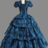 Victorian Dress Costumes Prom Dress Deep Blue Fake Coat Ball Gown Ruffle Victorian Era Clothing Costumes Halloween