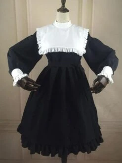 Classic Lolita OP Dress Color Block Frill Lolita One Piece Dresses -AYA Cosplay Shop 20200117144223842649