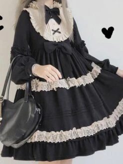Classic Lolita OP Dress Ruffles Bow Lace Lolita One Piece Dresses -AYA Cosplay Shop 202001171647427188888