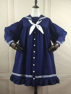 Sweet Lolita OP Dress Knotted Ruffle Button Balloon Sleeve Lolita One Piece Dresses -AYA Cosplay Shop 202001171647463753160