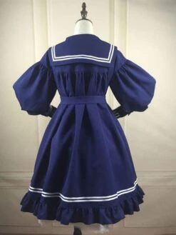 Sweet Lolita OP Dress Knotted Ruffle Button Balloon Sleeve Lolita One Piece Dresses -AYA Cosplay Shop 202001171647472915471